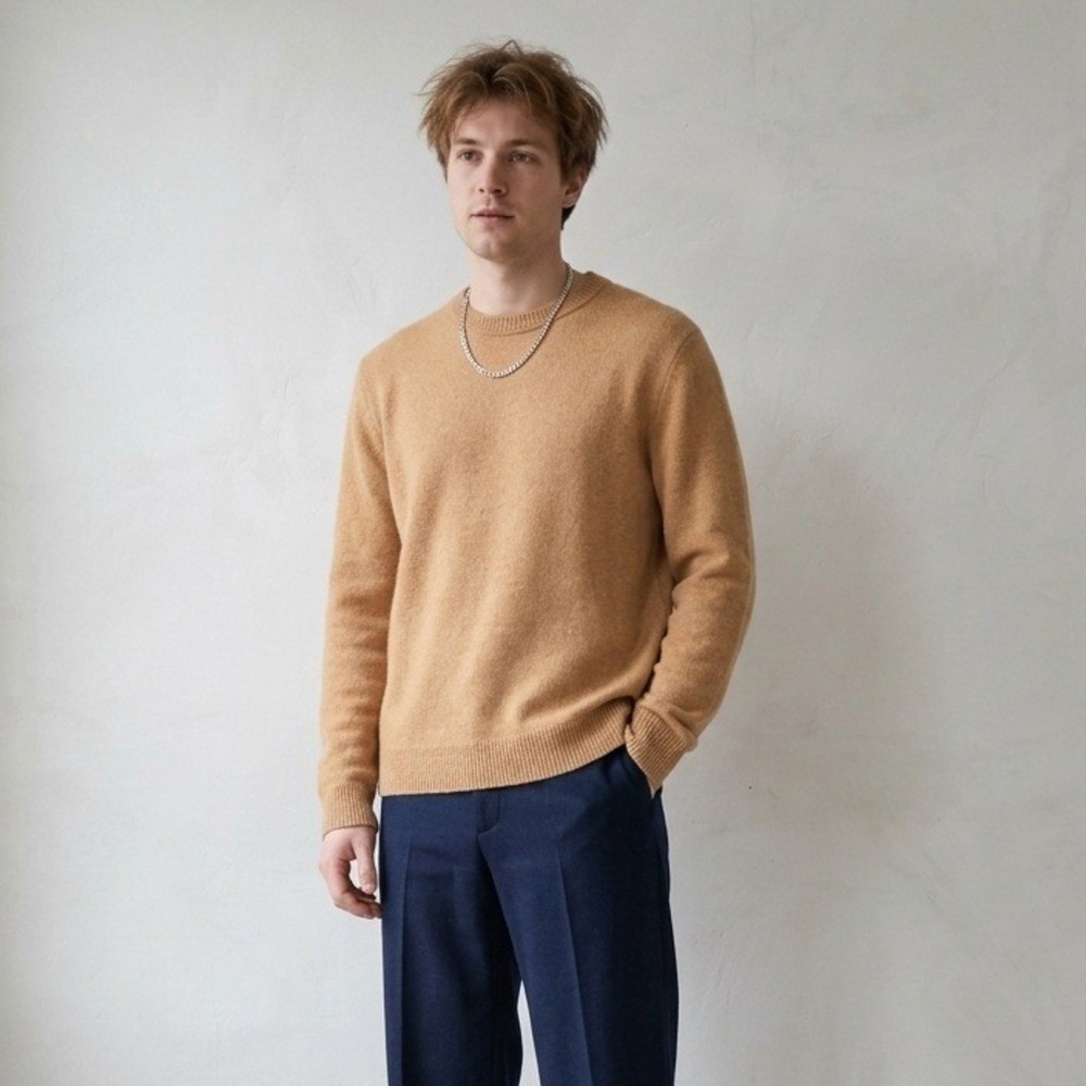 Acne Studios Cashmere Sweater Mens Small Yellow Cashmere Luxury Minimalist Ochre